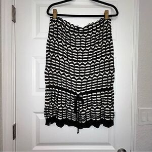 Cache Strapless Knit Woven Top